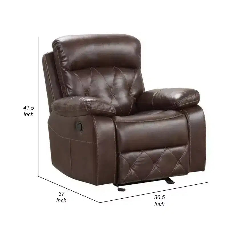 Fauteuil inclinable manuel avec accoudoirs rembourrés - Similicuir marron