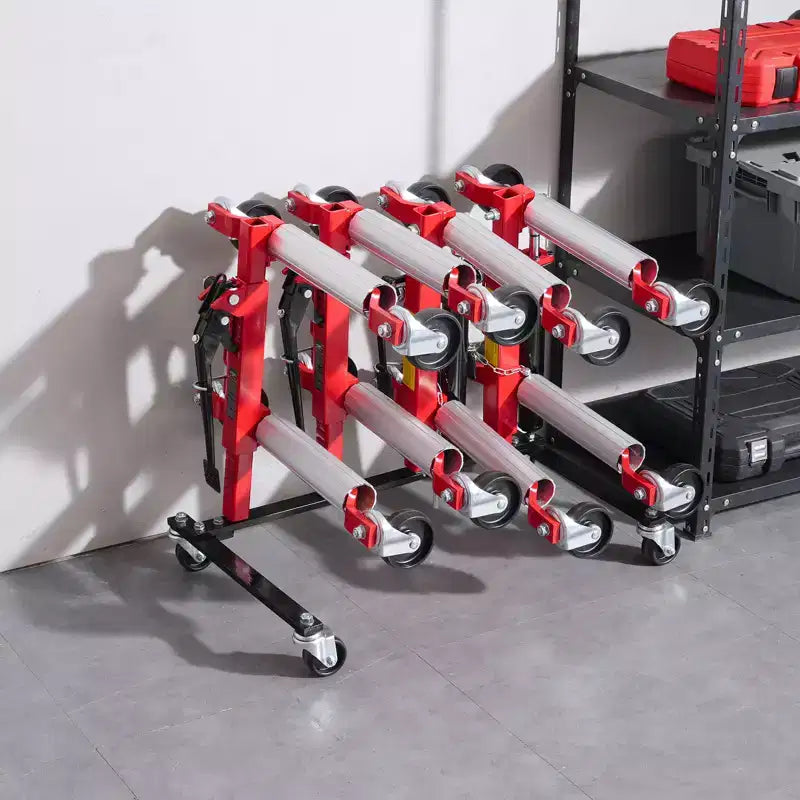 Chariot à roulettes VEVOR, Support de rangement avec roues rotatives à 360°, Organisateur de cric hydraulique à cliquet, Capacité de 4 chariots, Noir