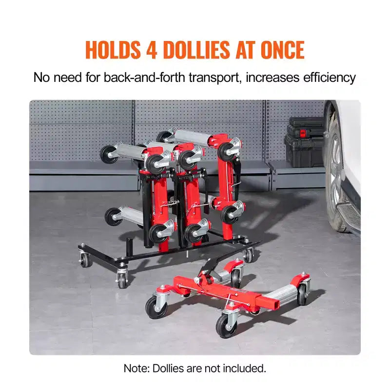 Chariot à roulettes VEVOR, Support de rangement avec roues rotatives à 360°, Organisateur de cric hydraulique à cliquet, Capacité de 4 chariots, Noir