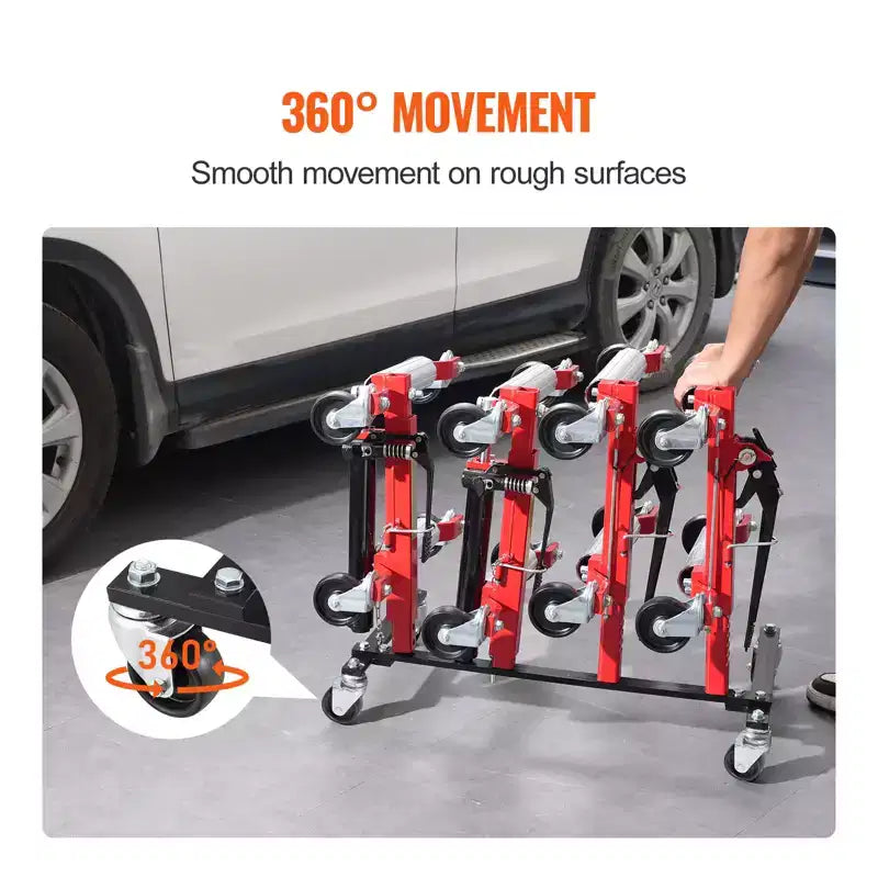 Chariot à roulettes VEVOR, Support de rangement avec roues rotatives à 360°, Organisateur de cric hydraulique à cliquet, Capacité de 4 chariots, Noir