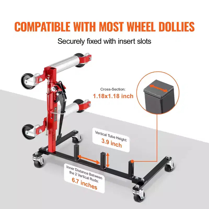 Chariot à roulettes VEVOR, Support de rangement avec roues rotatives à 360°, Organisateur de cric hydraulique à cliquet, Capacité de 4 chariots, Noir