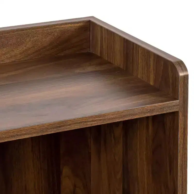 Buffet de cuisine avec portes vitrées cannelées, tiroirs et casier à vin - Noyer