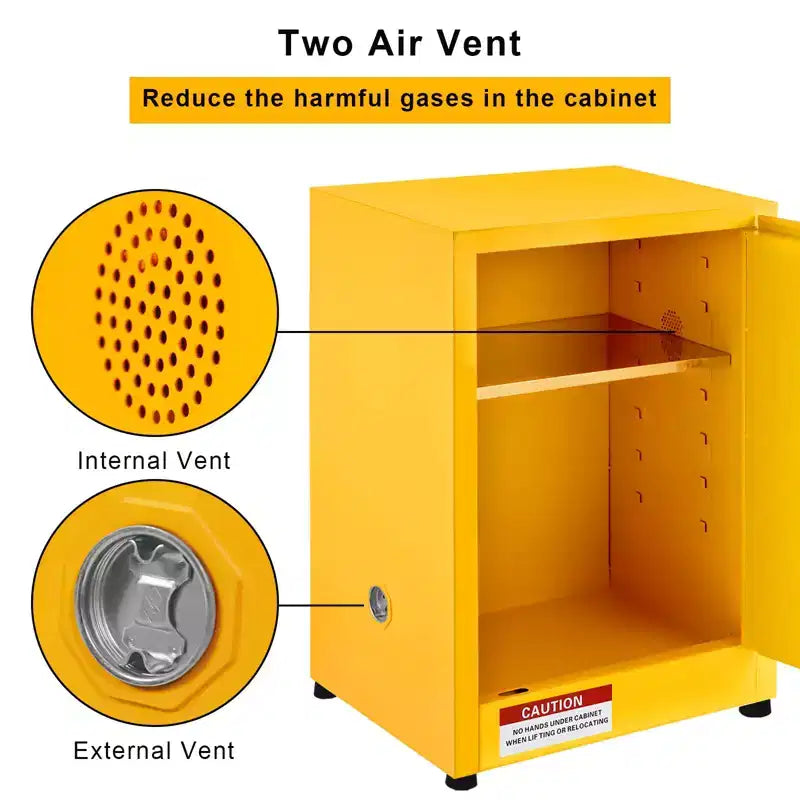 Armoire de sécurité pour matières inflammables 17 x 17 x 18 pouces, armoire de stockage pour matières dangereuses en acier galvanisé de 11 gallons