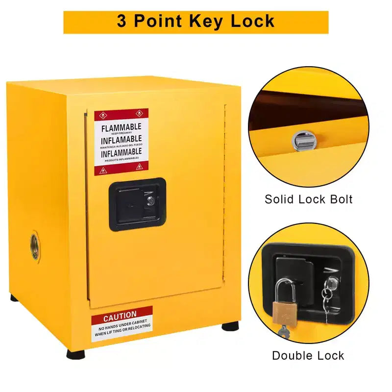 Armoire de sécurité pour matières inflammables 17 x 17 x 18 pouces, armoire de stockage pour matières dangereuses en acier galvanisé de 11 gallons