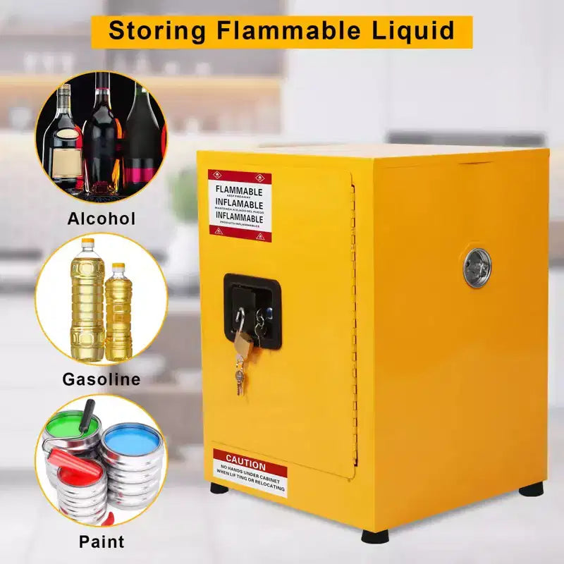 Armoire de sécurité pour matières inflammables 17 x 17 x 18 pouces, armoire de stockage pour matières dangereuses en acier galvanisé de 11 gallons