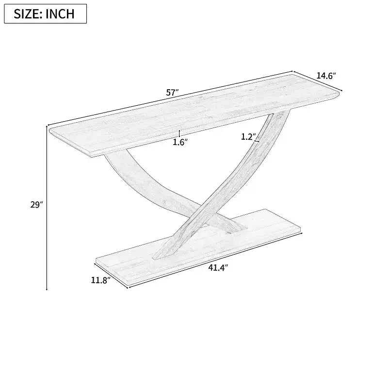 Console moderne 57 po avec piètement en croix – Entrée et salon