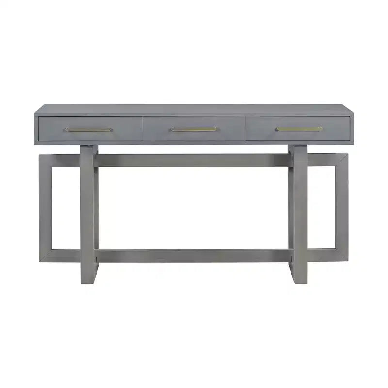 Console élégante de 57 pouces avec 3 tiroirs et poignées métalliques - Couloir et entrée