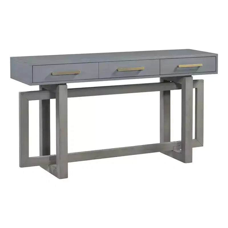Console élégante de 57 pouces avec 3 tiroirs et poignées métalliques - Couloir et entrée