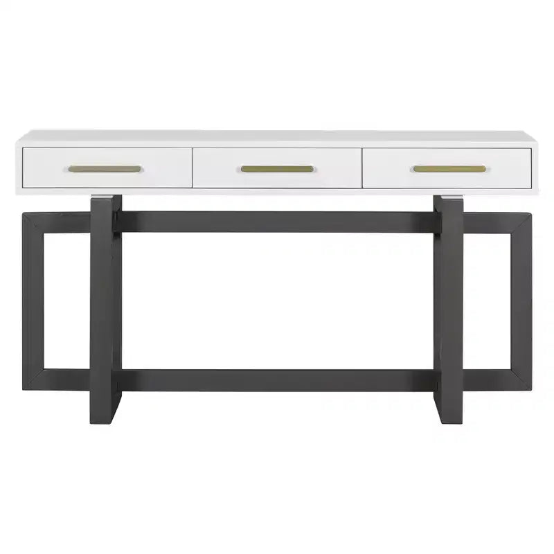 Console élégante de 57 pouces avec 3 tiroirs et poignées métalliques - Couloir et entrée