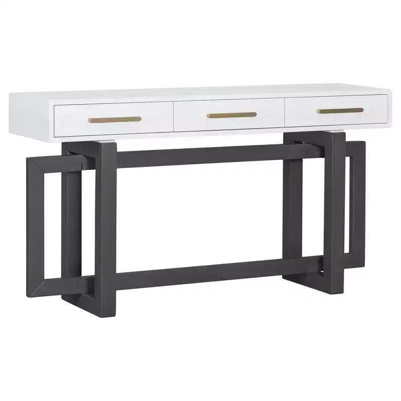 Console élégante de 57 pouces avec 3 tiroirs et poignées métalliques - Couloir et entrée