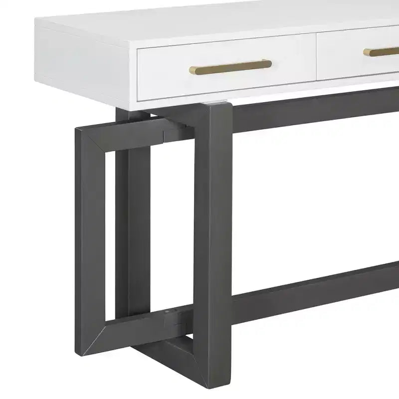 Console élégante de 57 pouces avec 3 tiroirs et poignées métalliques - Couloir et entrée