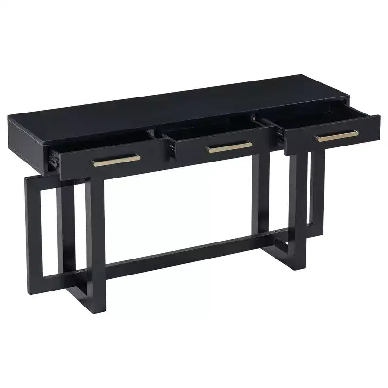Console élégante de 57 pouces avec 3 tiroirs et poignées métalliques - Couloir et entrée