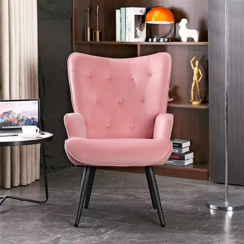 Fauteuil d'appoint moderne en velours à oreilles avec accoudoirs
