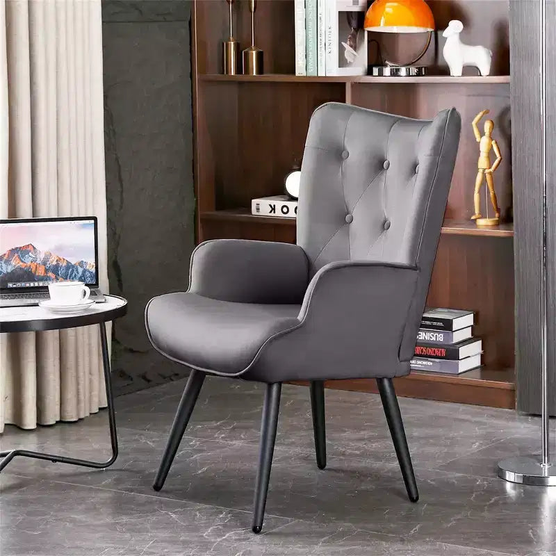 Fauteuil d'appoint moderne en velours à oreilles avec accoudoirs