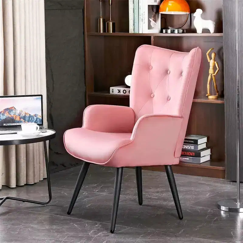 Fauteuil d'appoint moderne en velours à oreilles avec accoudoirs