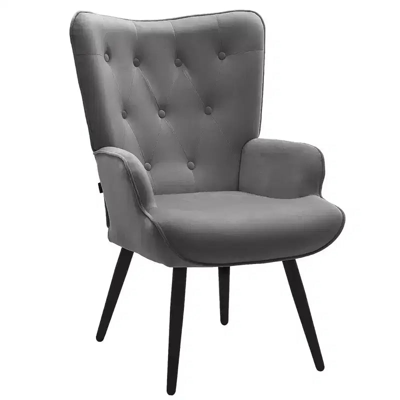 Fauteuil d'appoint moderne en velours à oreilles avec accoudoirs