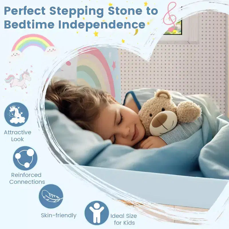 Cadre de lit double au sol avec tapis en tissu Oxford - Enfant, Violet/Bleu