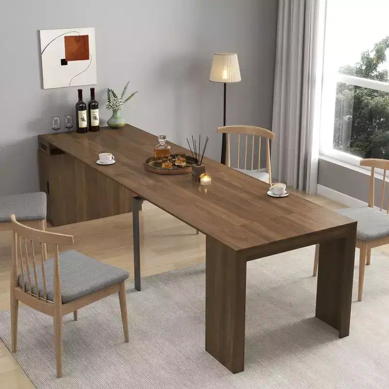 Table à manger extensible moderne 118IN avec rangement, table pliable peu encombrante