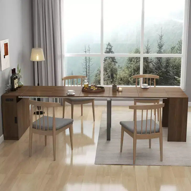 Table à manger extensible moderne 118IN avec rangement, table pliable peu encombrante