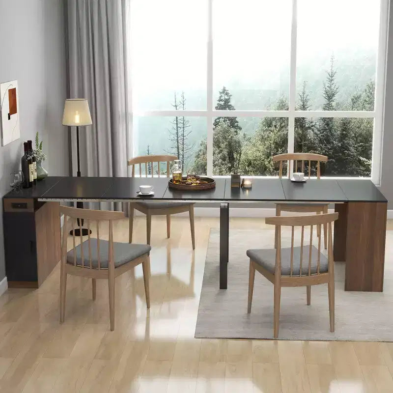 Table à manger extensible moderne 118IN avec rangement, table pliable peu encombrante