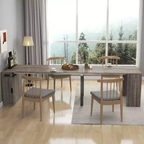 Table à manger extensible moderne 118IN avec rangement, table pliable peu encombrante