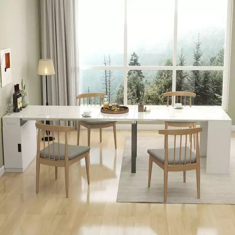 Table à manger extensible moderne 118IN avec rangement, table pliable peu encombrante