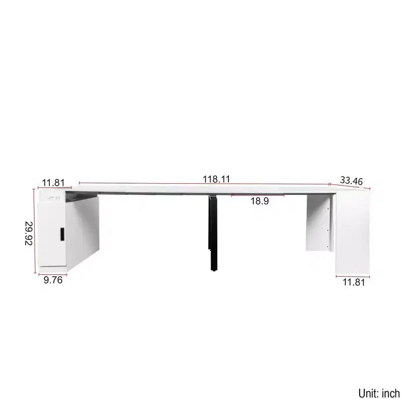 Table à manger extensible moderne 118IN avec rangement, table pliable peu encombrante