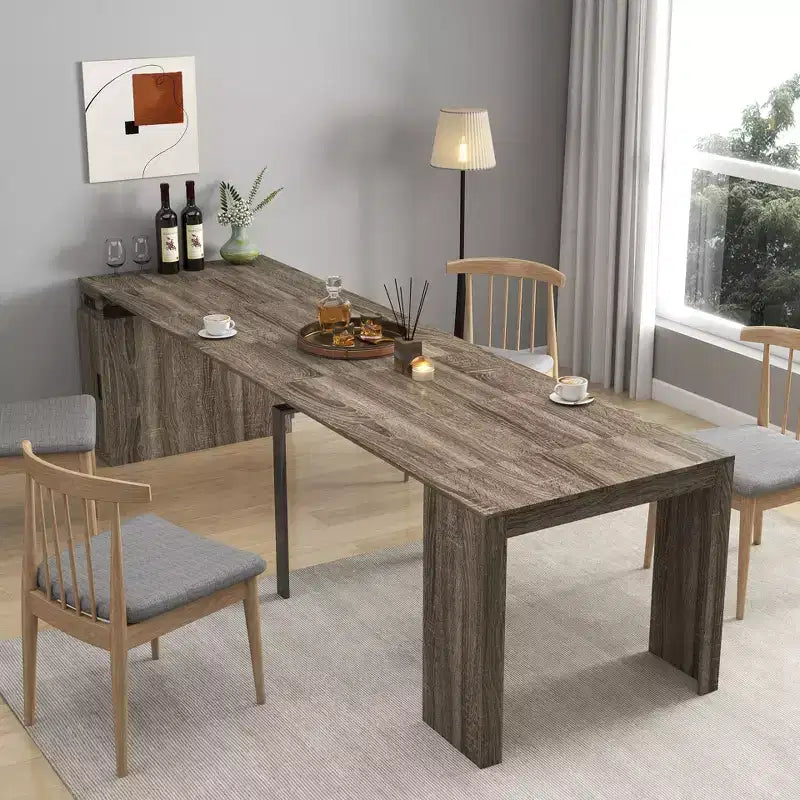 Table à manger extensible moderne 118IN avec rangement, table pliable peu encombrante
