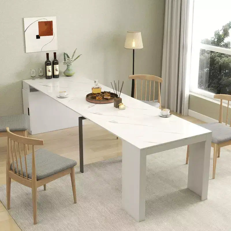 Table à manger extensible moderne 118IN avec rangement, table pliable peu encombrante