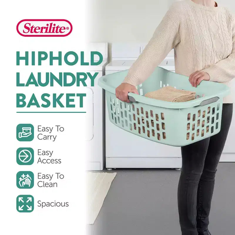 Panier à linge en plastique de 53 litres, panier à linge - Menthe, lot de 6