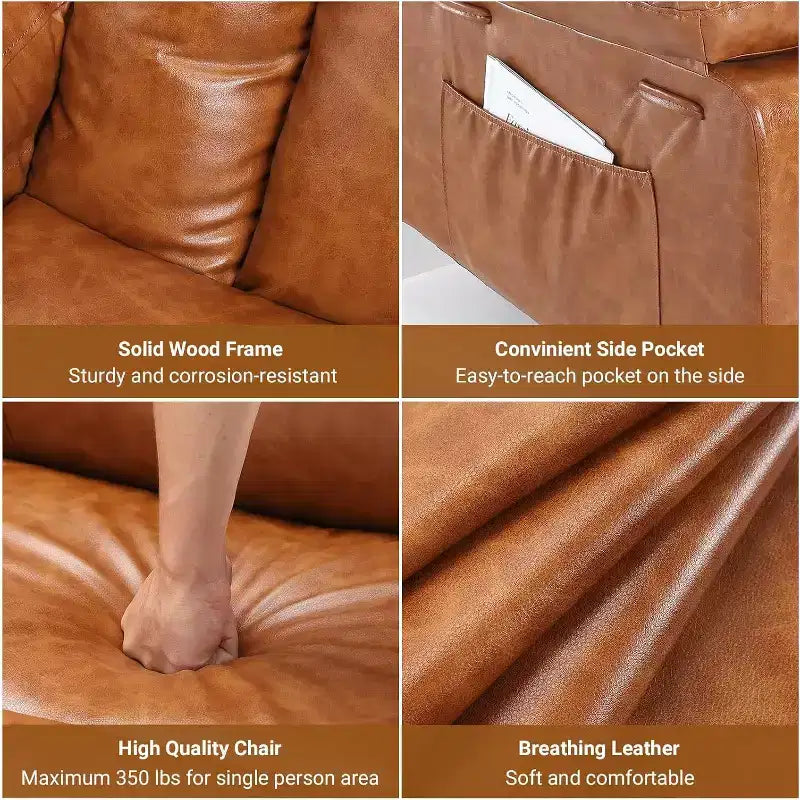 Fauteuil inclinable électrique surdimensionné avec fonction de levage - Chauffant et massant, en cuir PU, pour personnes âgées et à mobilité réduite