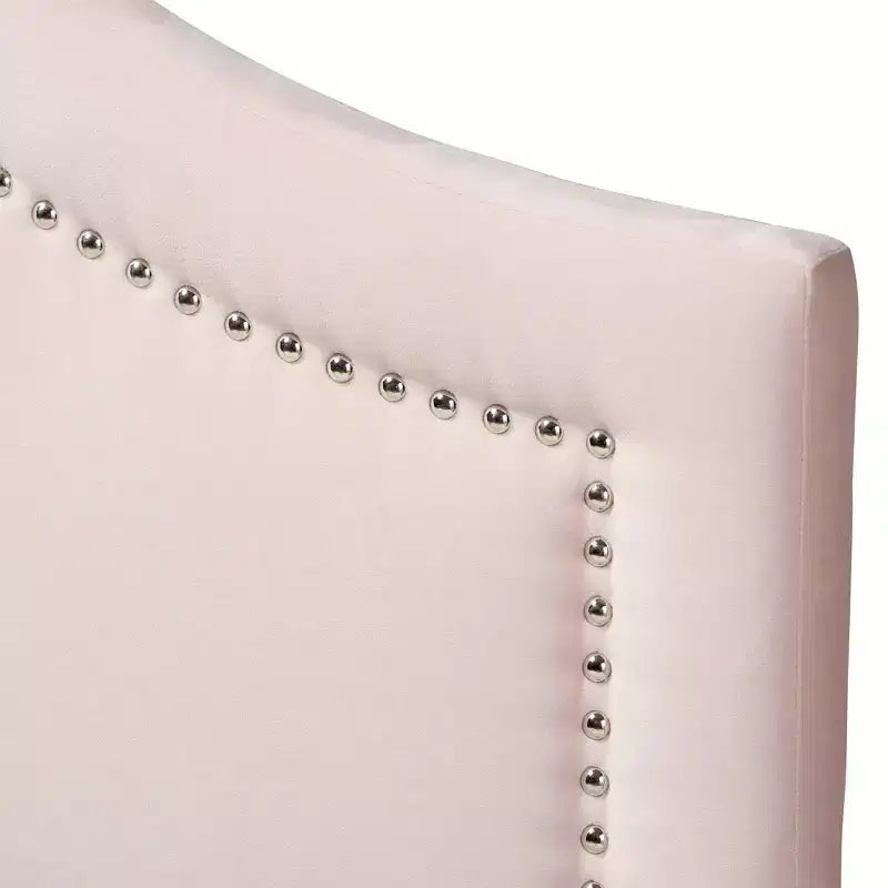Tête de lit capitonnée en velours - Rose pâle, Milieu du siècle moderne