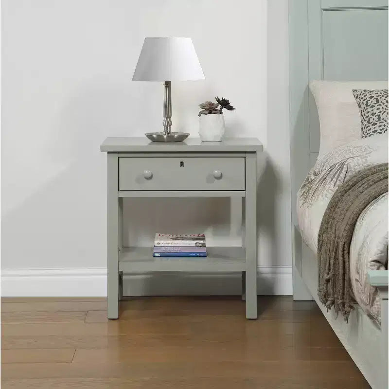 Table de chevet à 1 tiroir avec étagère ouverte - Gris