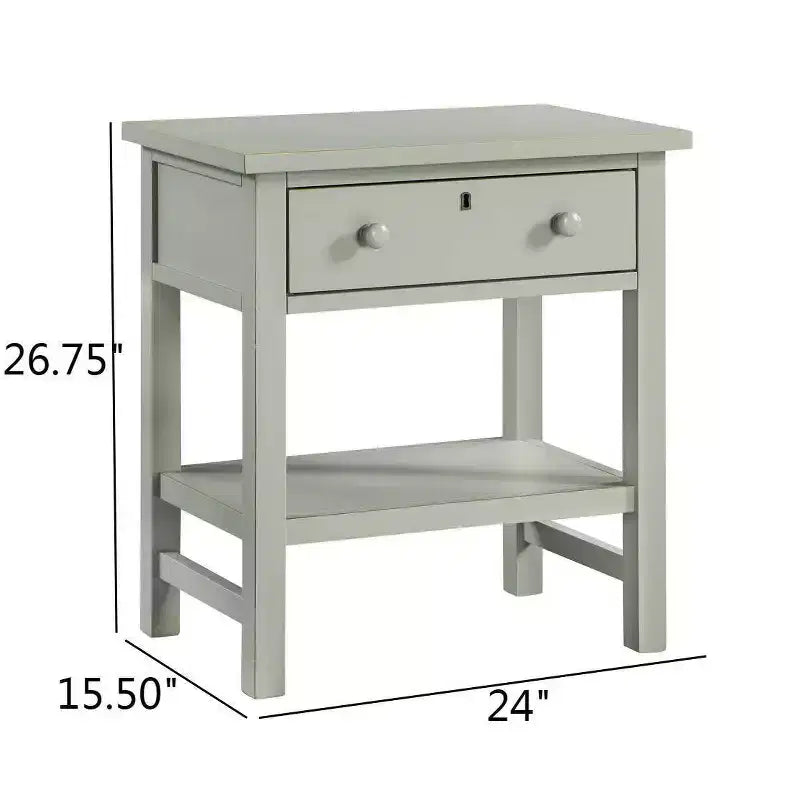 Table de chevet à 1 tiroir avec étagère ouverte - Gris