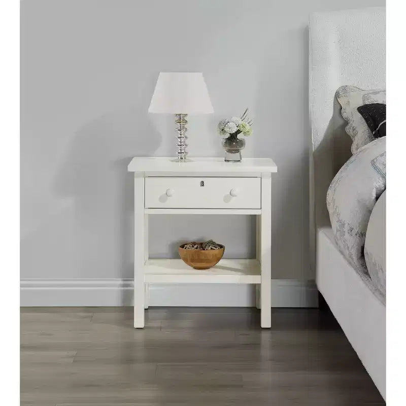 Table de chevet à 1 tiroir avec étagère ouverte - Gris
