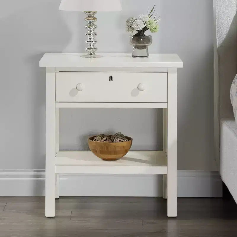 Table de chevet à 1 tiroir avec étagère ouverte - Gris