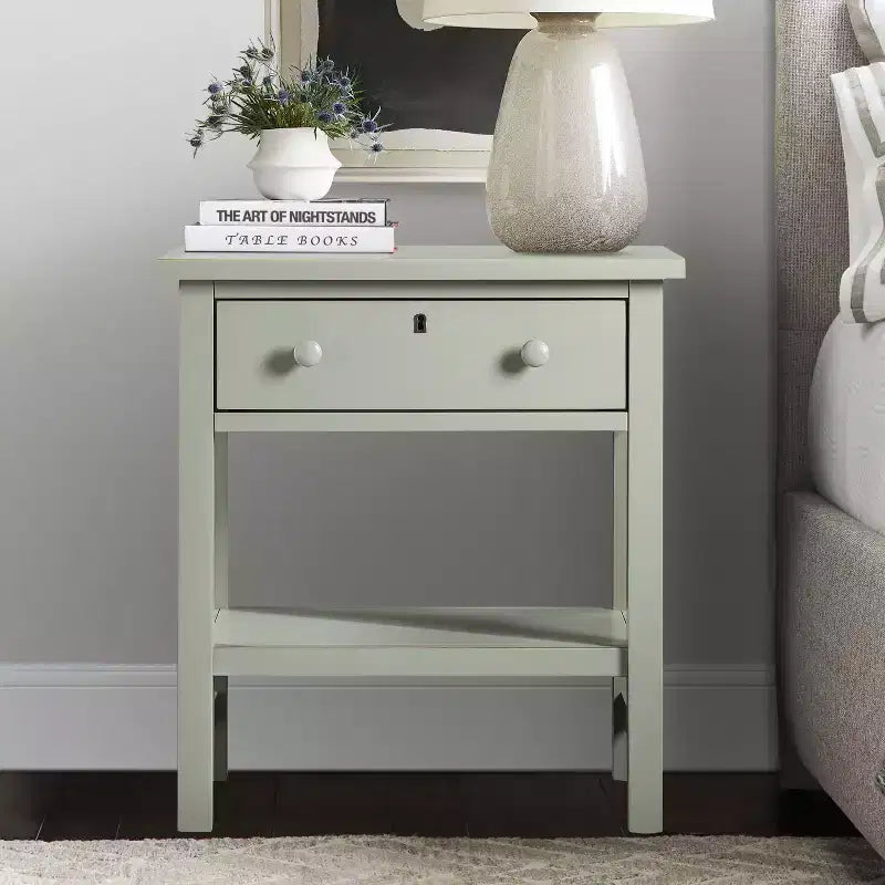 Table de chevet à 1 tiroir avec étagère ouverte - Gris