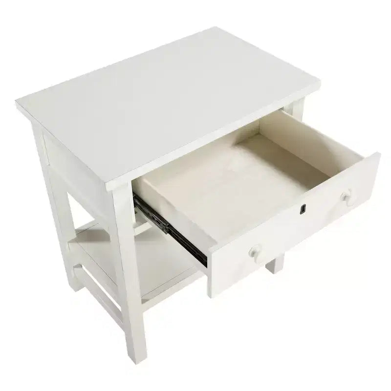 Table de chevet à 1 tiroir avec étagère ouverte - Gris