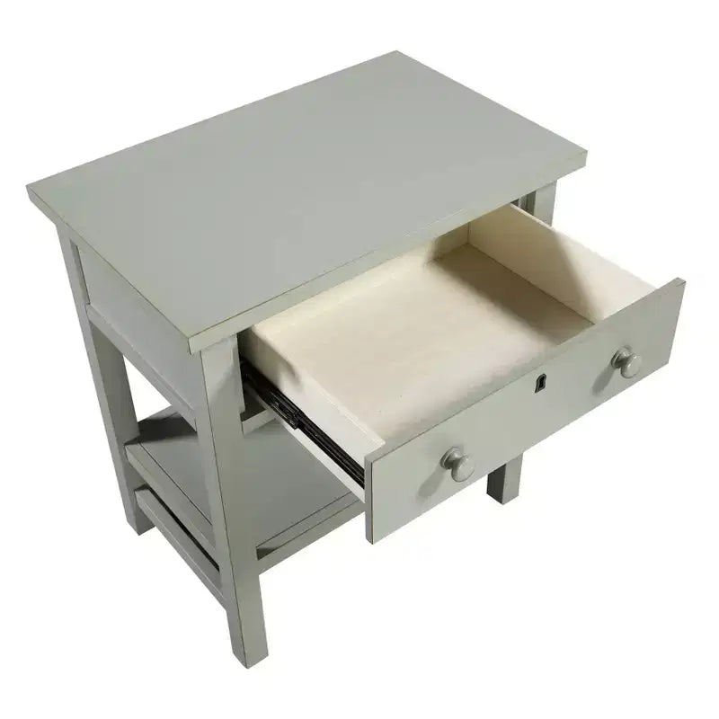 Table de chevet à 1 tiroir avec étagère ouverte - Gris