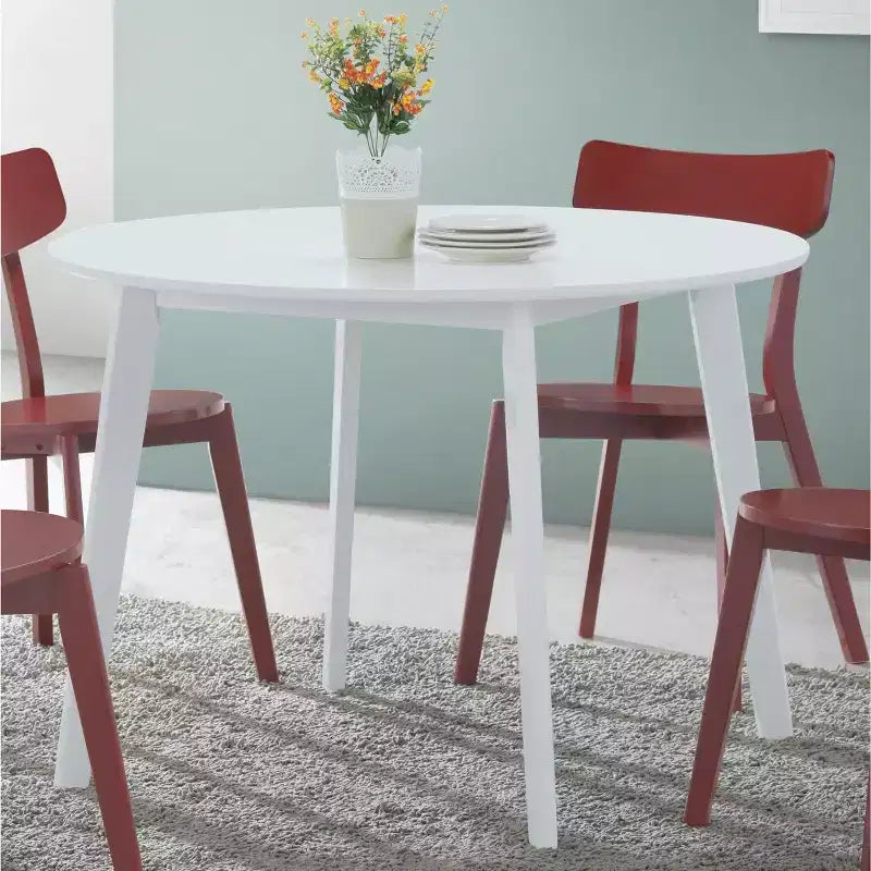 Table à manger ronde contemporaine - Blanche, 4 places