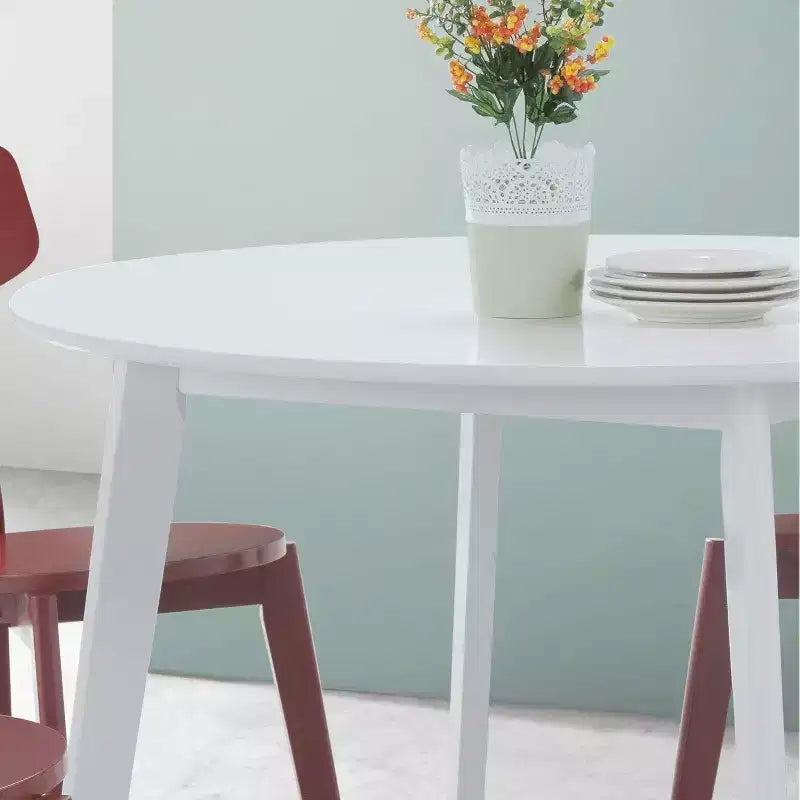 Table à manger ronde contemporaine - Blanche, 4 places