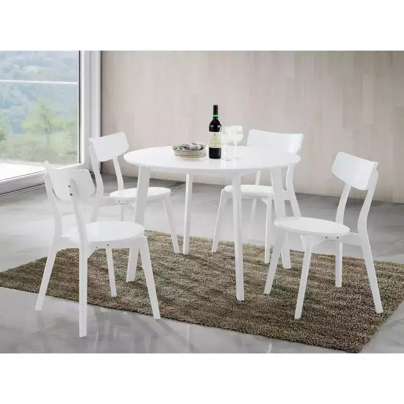 Table à manger ronde contemporaine - Blanche, 4 places