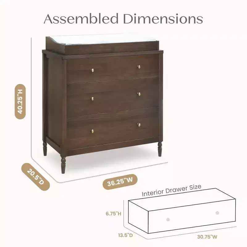 Commode 3 tiroirs avec plan à langer - Chambre d'enfant
