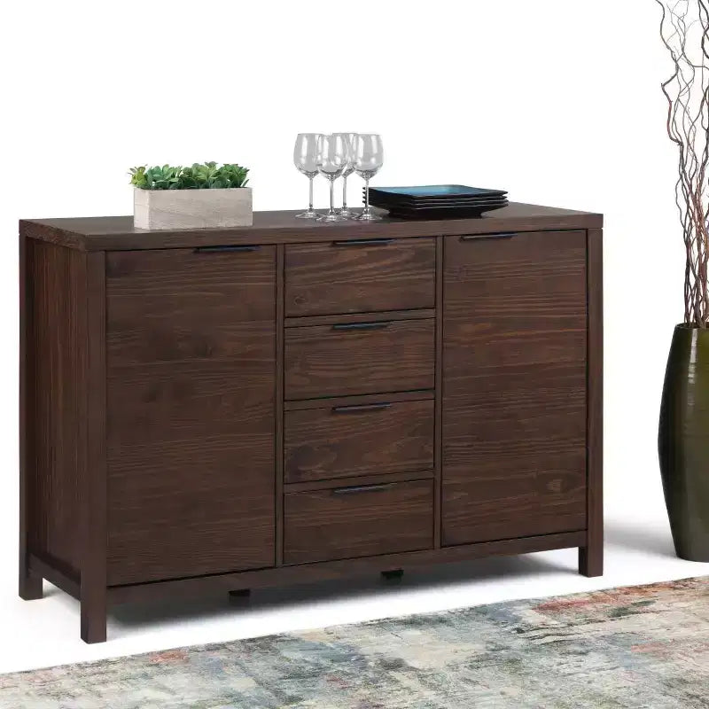 Bahut buffet de 137 cm avec 4 tiroirs et 2 portes