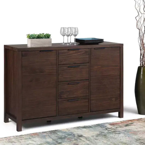Bahut buffet de 137 cm avec 4 tiroirs et 2 portes