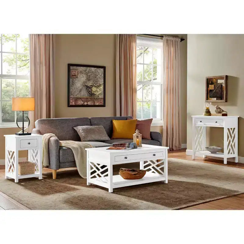 Table d'appoint en bois avec étagère de rangement Middlebury Alaterre Furniture