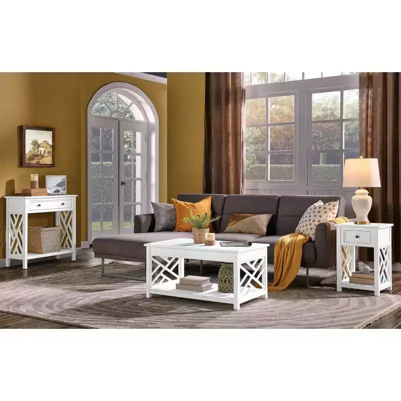 Table d'appoint en bois avec étagère de rangement Middlebury Alaterre Furniture