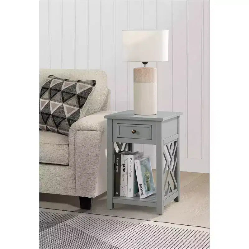 Table d'appoint en bois avec étagère de rangement Middlebury Alaterre Furniture